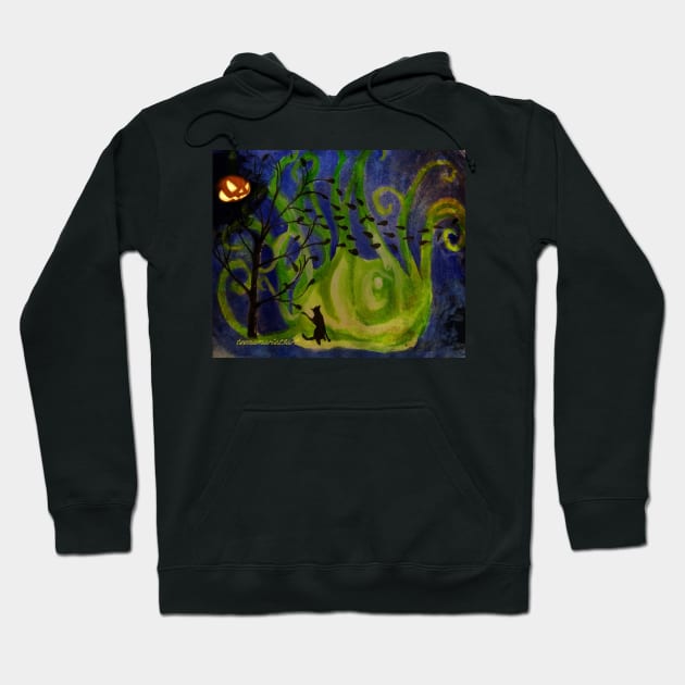 Black cat Hoodie by teenamarie23art